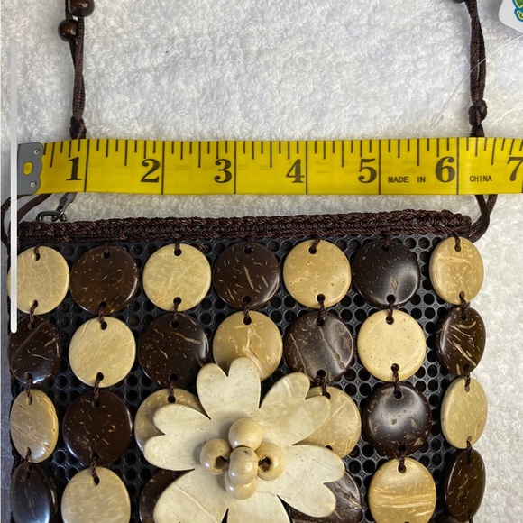 Natural Coconut Shell Handmade Crossbody Purse Hawaiian Sling Bag NWT - Picture 12 of 14